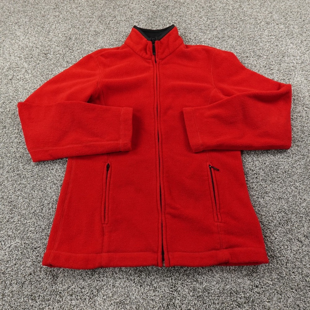 VTG Eddie Bauer Jacket Womens S Red Sweater Fleece Zip Pile Coat Outdoor Hiking